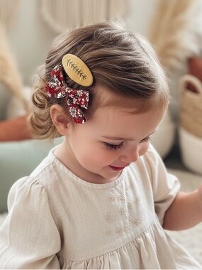 Handmade Fall Floral Bow & Embroidered Snap Clip Set